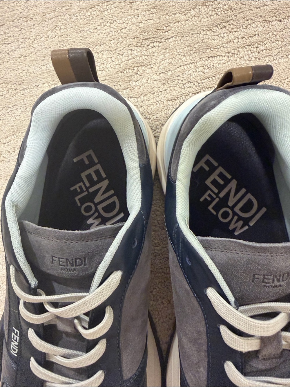 Fendi Flow Tonal Colorblocked Low-Top Sneakers in Blue/Grey Size 11 - Picture 10 of 12